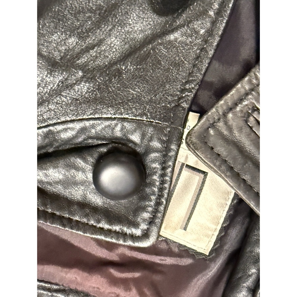 Vintage Black Leather Trench Coat Women Size L Good Longline Matrix Goth - Picture 10 of 10